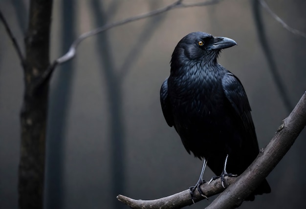 Free Photo dark scene of crow in nature