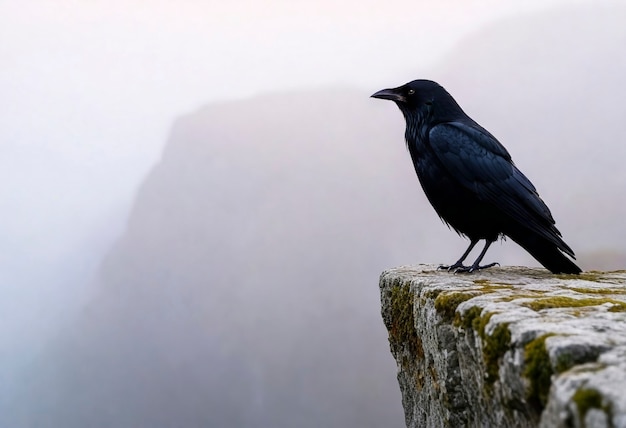 Free photo dark scene of crow in nature