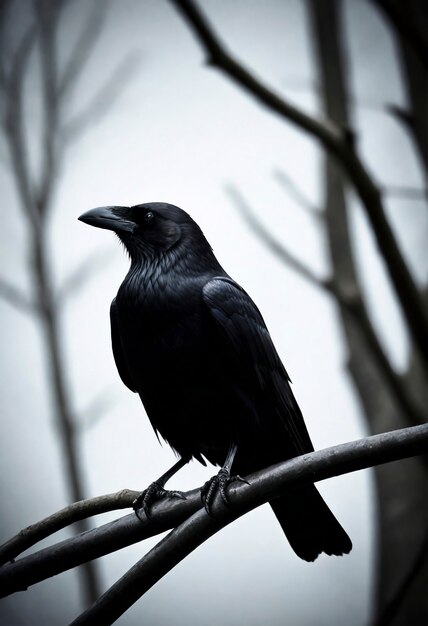 Dark scene of crow in nature