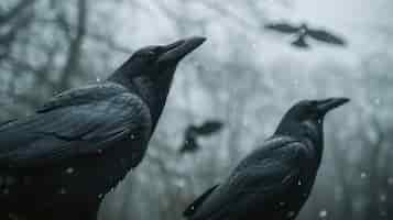 Free photo dark scene of crow outdoors