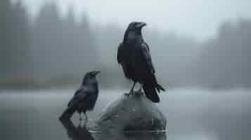 Free photo dark scene of crows outdoors