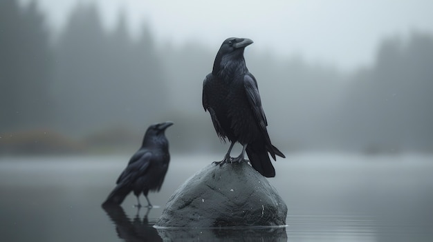 Free Photo dark scene of crows outdoors