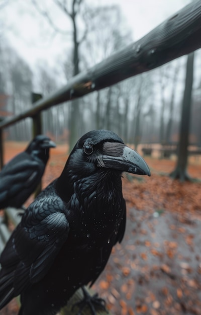 Free photo dark scene of crows outdoors