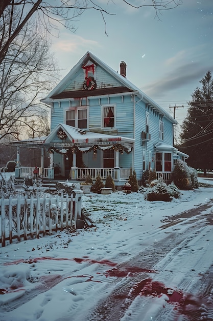 Dark style christmas celebration scene with horror setting