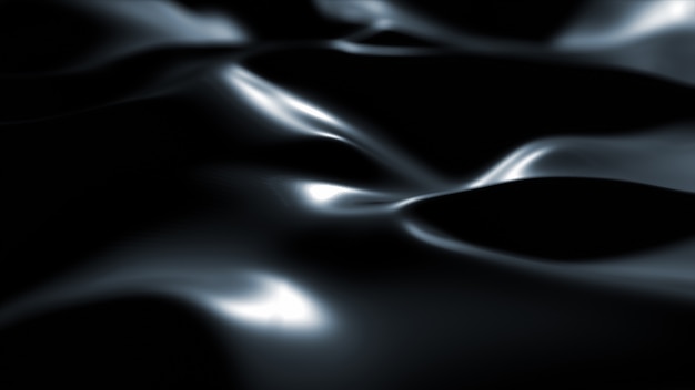 Free Photo dark surface with reflections. smooth minimal black waves background. blurry silk waves. minimal soft grayscale ripples flow.