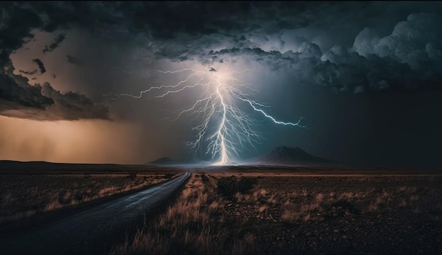 Free photo dark thunderstorm danger of electricity and spooky landscape generative ai