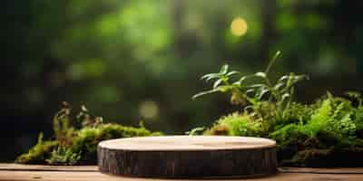 Free photo darker wood and lusher moss enhance the podiums earthy look