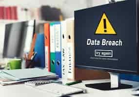 Free photo data breach unsecured warning sign concept