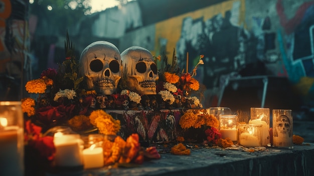 Free photo day of the dead celebration with altar