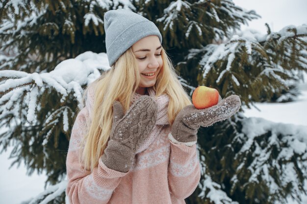 december young blonde park smiling