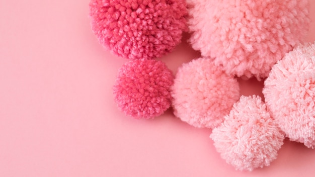 Decirative pom poms close up detail