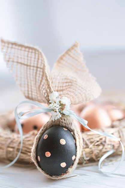 Free photo decorated easter eggs in black