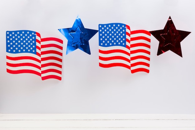 Free photo decorated with usa flag cards and stars for independence day