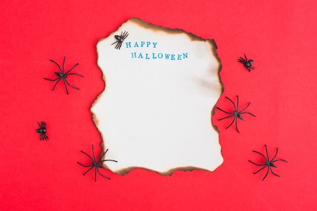 Free Photo decorating spiders around burning paper 