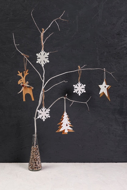 Free photo decoration with small decorated tree