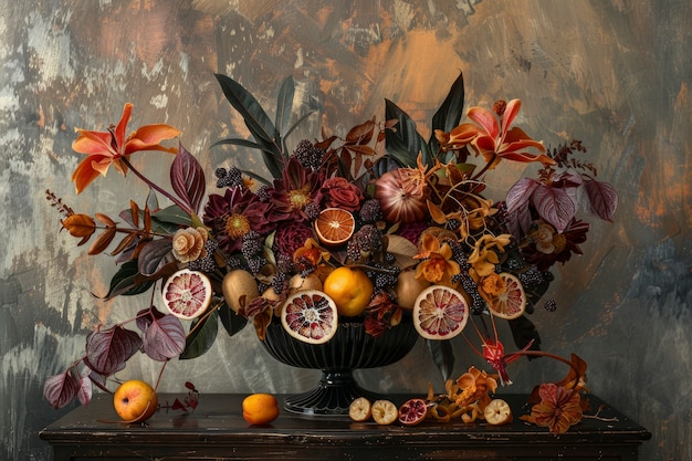 Free Photo decorative arrangement with dried fruits and flowers