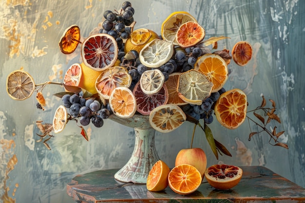 Free Photo decorative arrangement with dried fruits and flowers