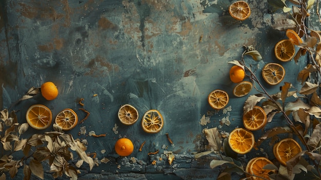 Free Photo decorative arrangement with dried fruits and flowers