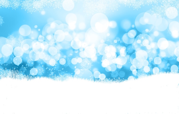 Free Photo decorative christmas background with bokeh lights and snowflakes