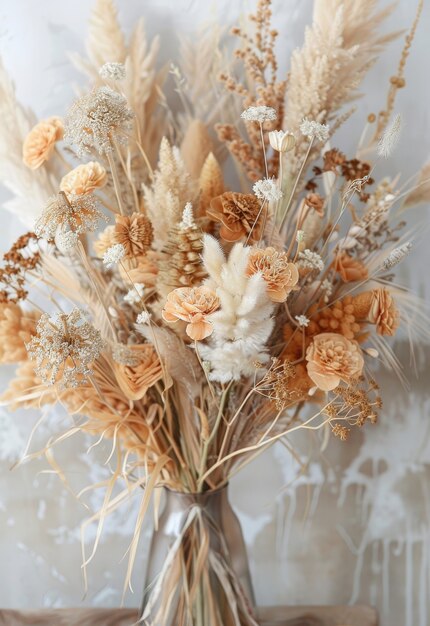 Decorative dreamy arrangement with dried flowers