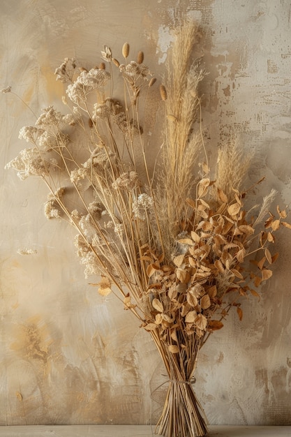 Free photo decorative dreamy arrangement with dried flowers