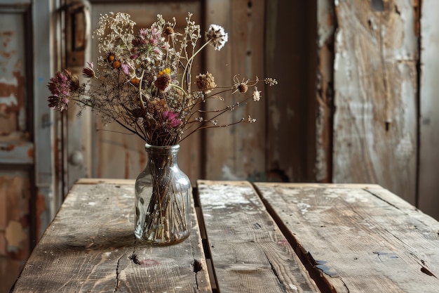 Decorative dreamy arrangement with dried flowers