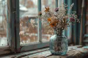 Free photo decorative dreamy arrangement with dried flowers