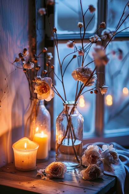 Decorative dreamy arrangement with dried flowers