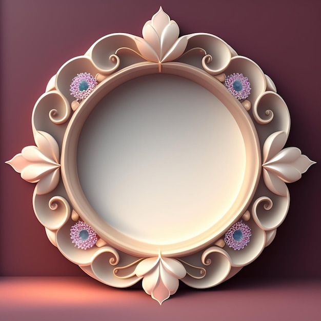 Free Photo a decorative frame with pink and purple flowers and a purple background.