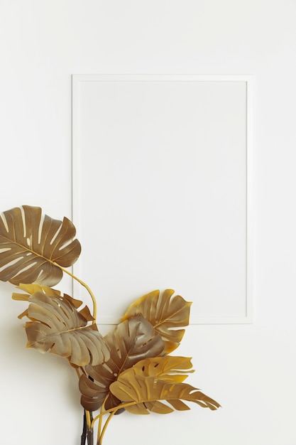 Free Photo decorative plant with empty frame