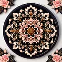 Free photo a decorative plate with a floral design on it.