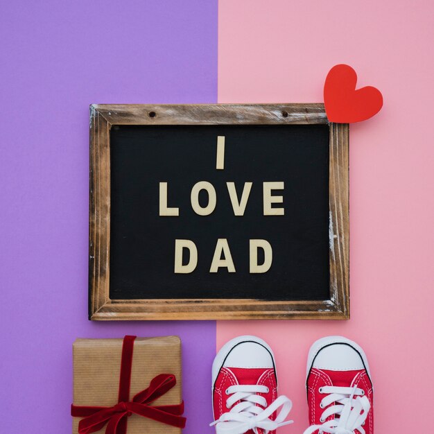 Decorative surface with variety of elements for father's day