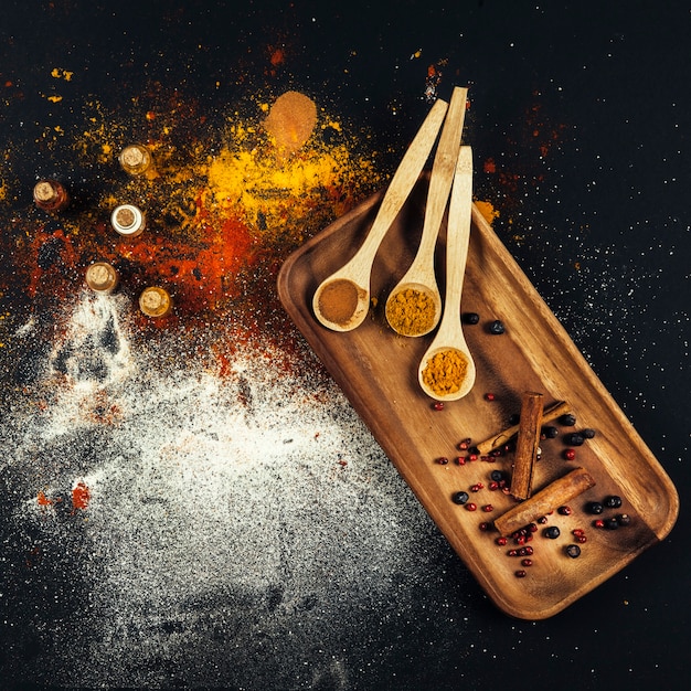 Free Photo decorative top view of oriental spices