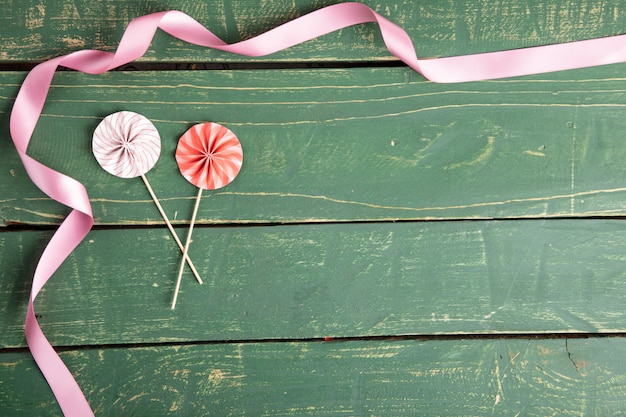 Decorative umbrellas with ribbons