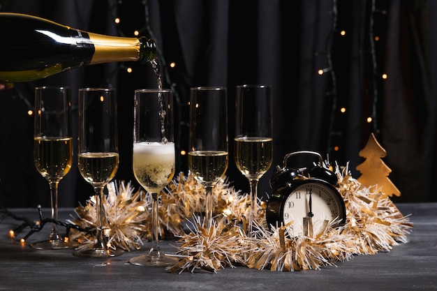 Free photo decorative welcoming party with champagne