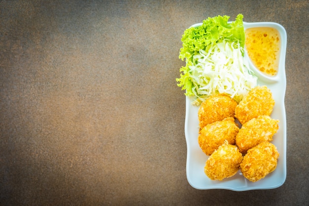 Free Photo deep fried shrimp cake or ball with vegetable