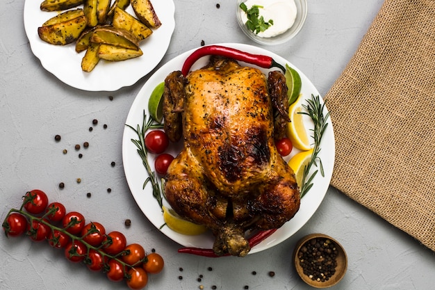 Free photo delectable chicken with citruses and pepper