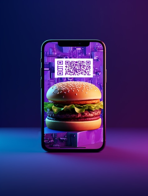 Free Photo delicious 3d burger with modern smartphone