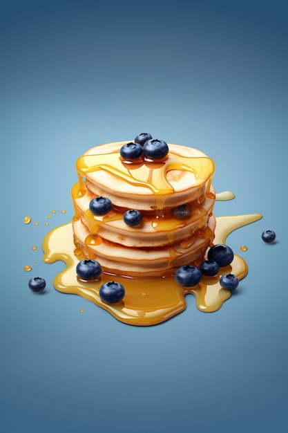 Delicious 3d pancakes still life