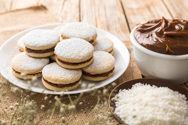 Delicious alfajores concept arrangement