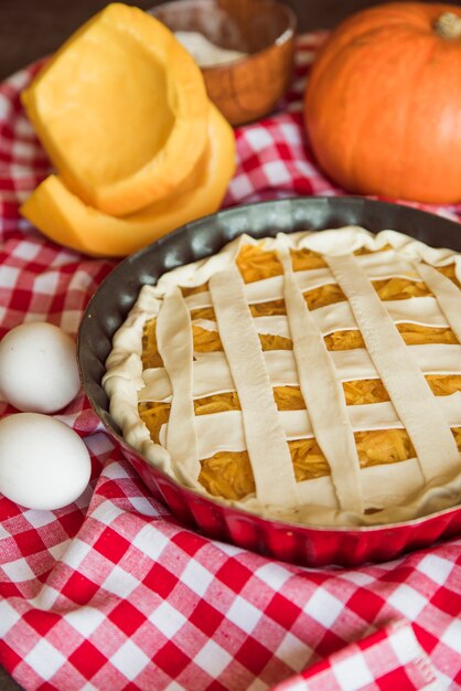 Delicious apple pie composition with eggs