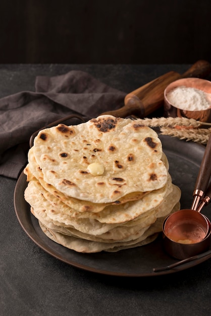 Delicious arrangement of nutritious roti