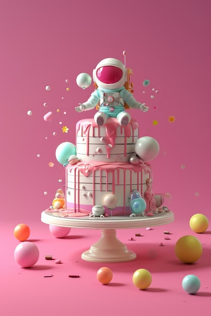 Free photo delicious  astronaut 3d cake