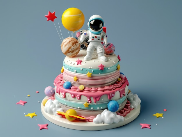 Free photo delicious  astronaut 3d cake