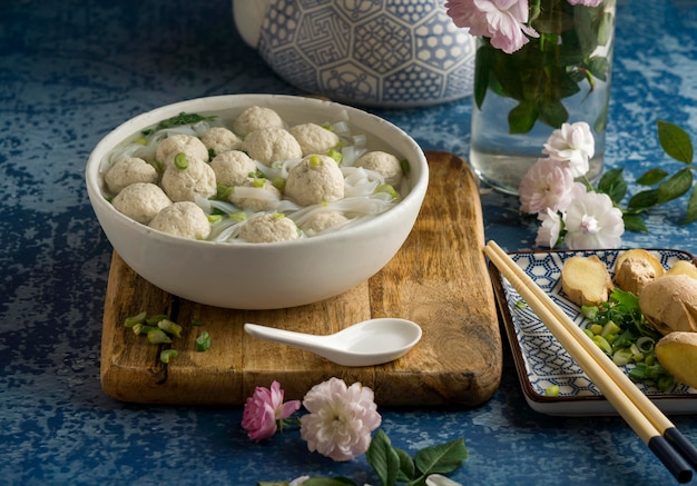 Free photo delicious bakso bowl assortment