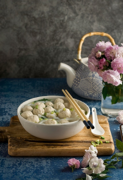 Free photo delicious bakso bowl assortment