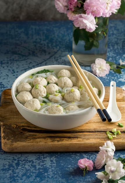 Free photo delicious bakso bowl assortment