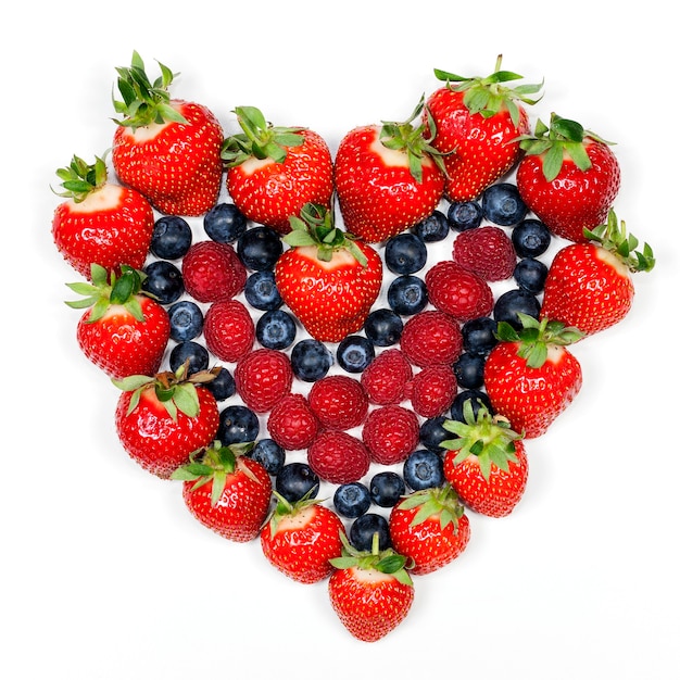 Delicious berries. Strawberries, blueberries and raspberries.