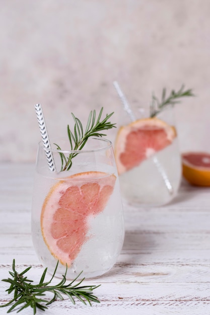 Free Photo delicious beverage with grapefruit ready to be served