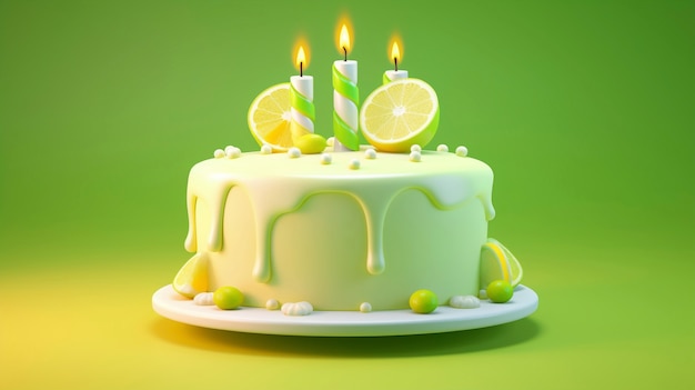 Free Photo delicious birthday cake with green background